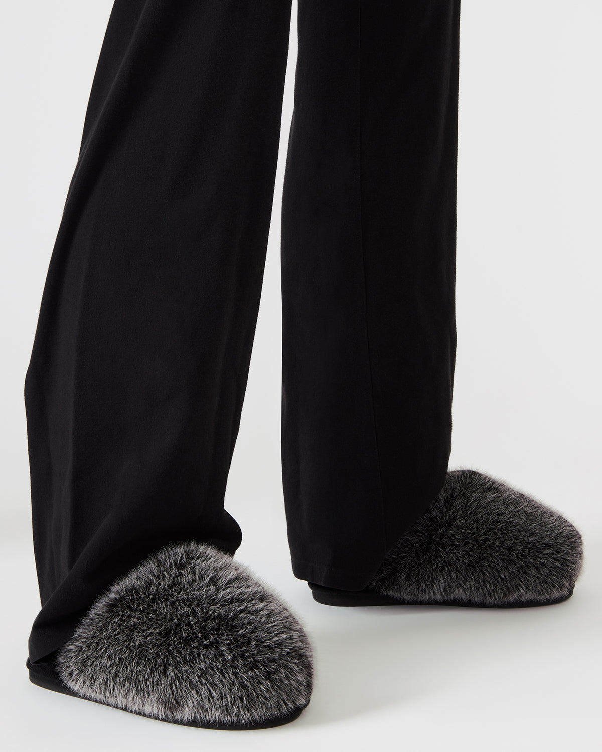 POOF GREY Slip-On Faux Fur Mule Women's Flat | Steve Madden Special Offer