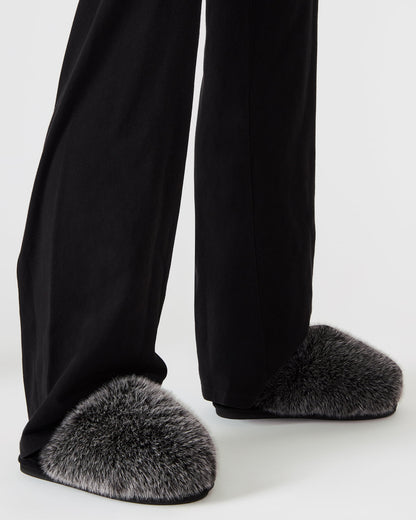 POOF GREY Slip-On Faux Fur Mule Women's Flat | Steve Madden Special Offer