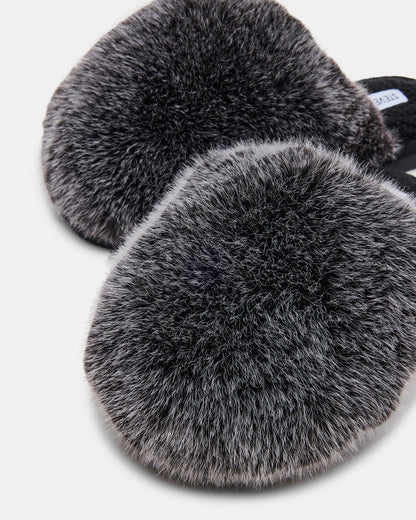 POOF GREY Slip-On Faux Fur Mule Women's Flat | Steve Madden Special Offer
