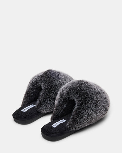 POOF GREY Slip-On Faux Fur Mule Women's Flat | Steve Madden Special Offer