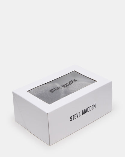 POOF GREY Slip-On Faux Fur Mule Women's Flat | Steve Madden Special Offer