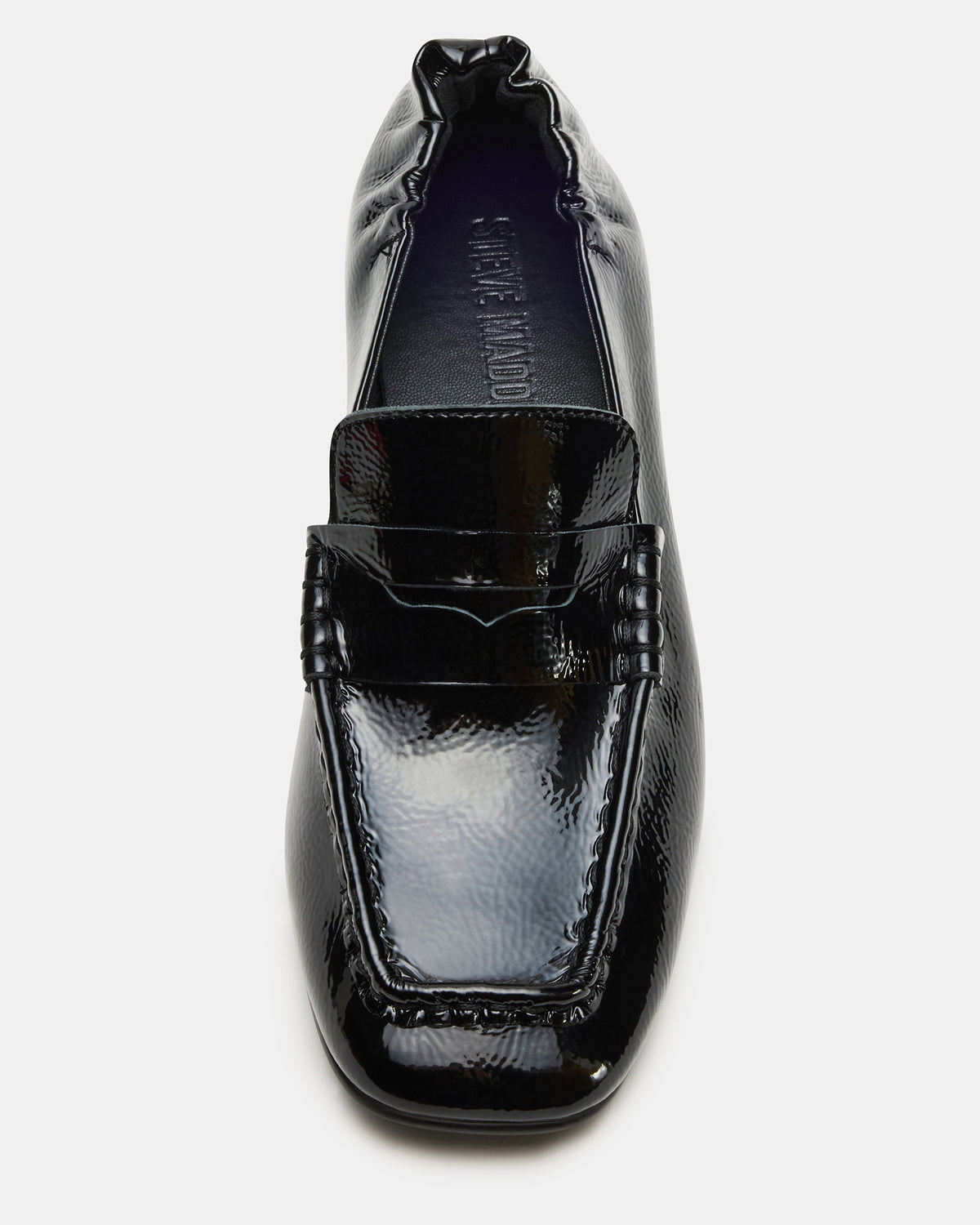 ESTEE Black Crinkle Patent Square-Toe Heeled Women's Loafer | Steve Madden Popular