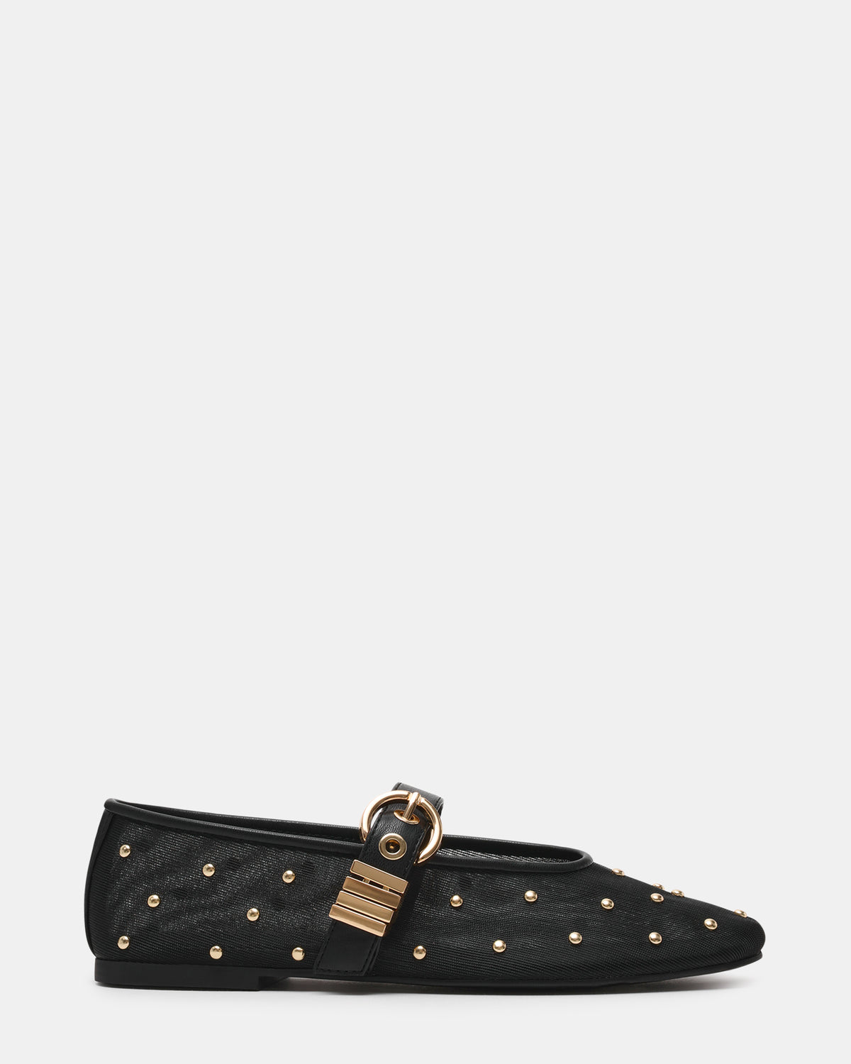 LUCIA Stud Black Multi Mesh Mary Jane Ballet Women's Flat | Steve Madden Premium