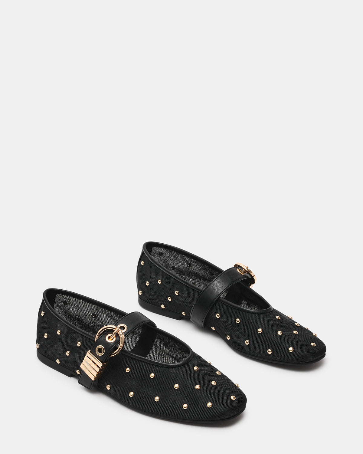 LUCIA Stud Black Multi Mesh Mary Jane Ballet Women's Flat | Steve Madden Premium