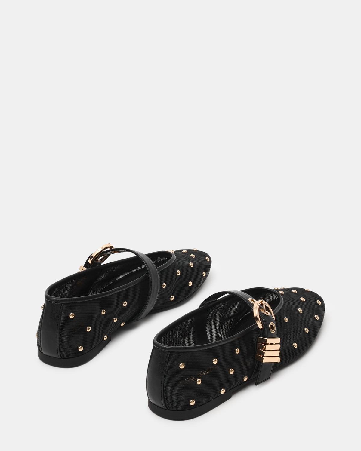 LUCIA Stud Black Multi Mesh Mary Jane Ballet Women's Flat | Steve Madden Premium