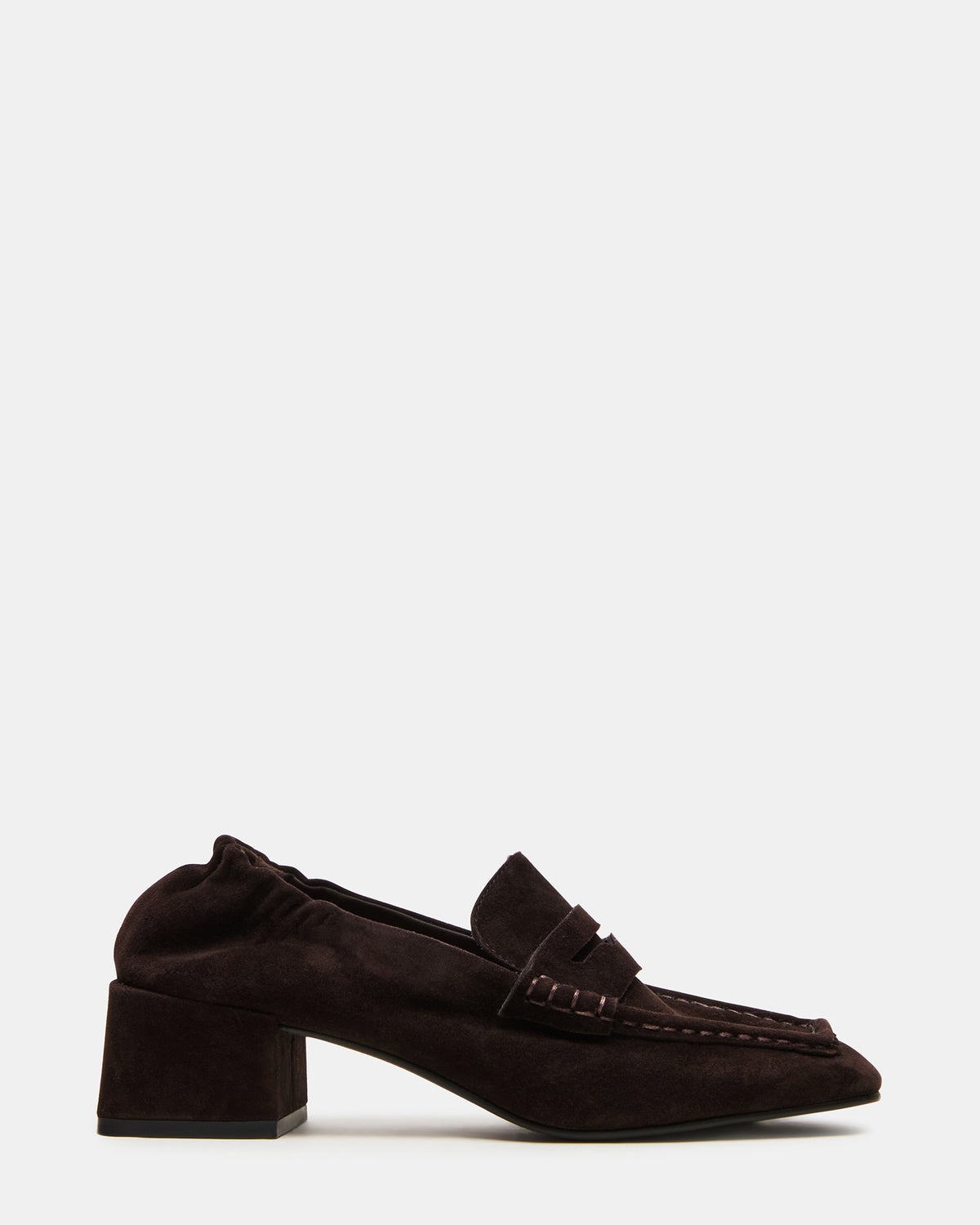 ESTEE Brown Suede Square-Toe Heeled Women's Loafer | Steve Madden Essential