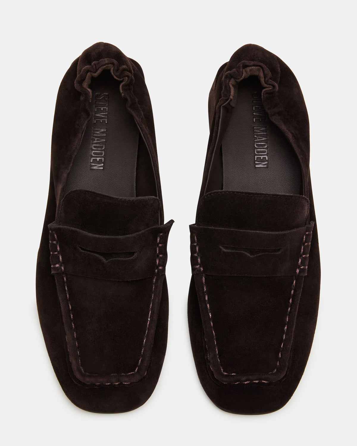 ESTEE Brown Suede Square-Toe Heeled Women's Loafer | Steve Madden Essential
