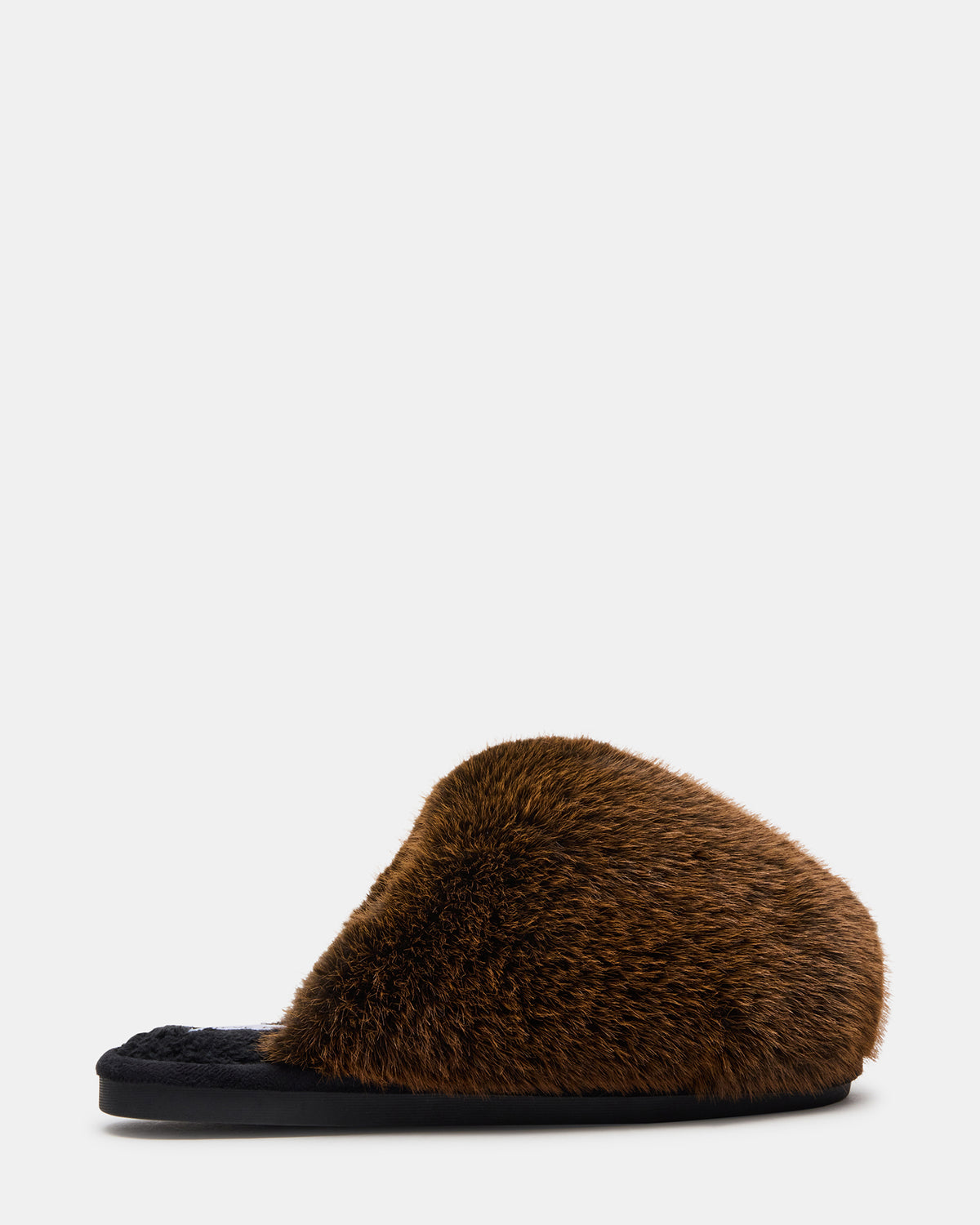 POOF Brown Slip-On Faux Fur Mule Women's Flat | Steve Madden Great Value