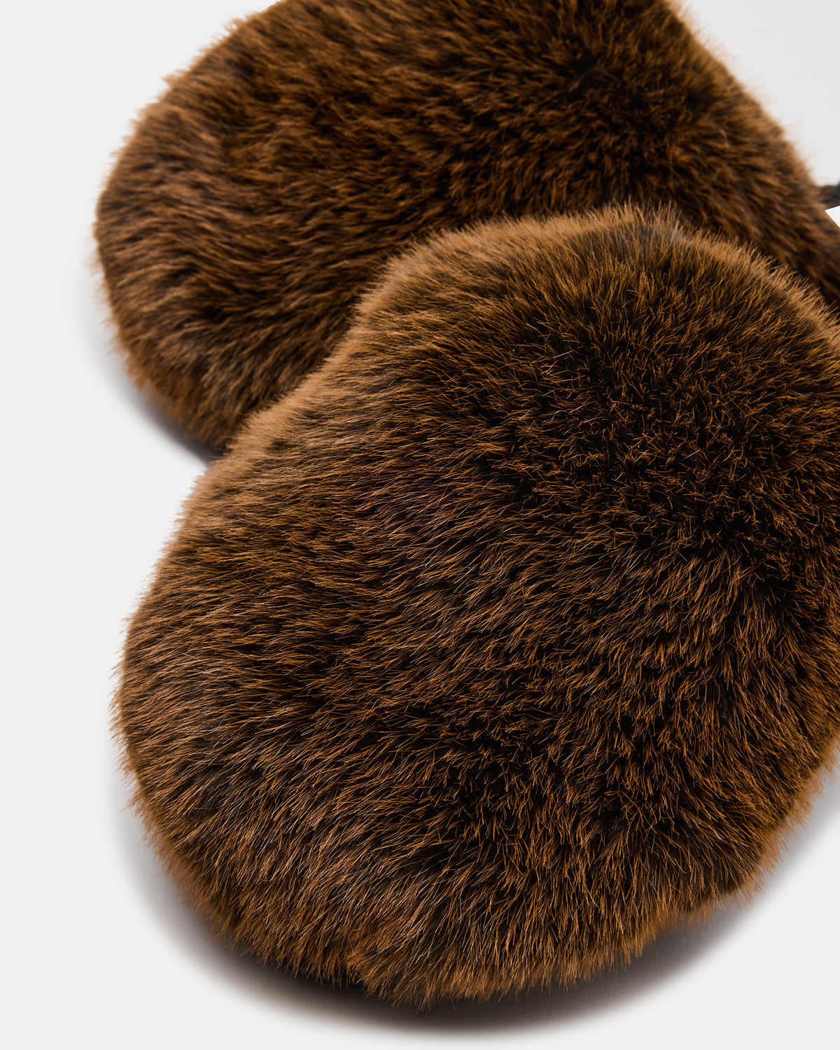 POOF Brown Slip-On Faux Fur Mule Women's Flat | Steve Madden Great Value