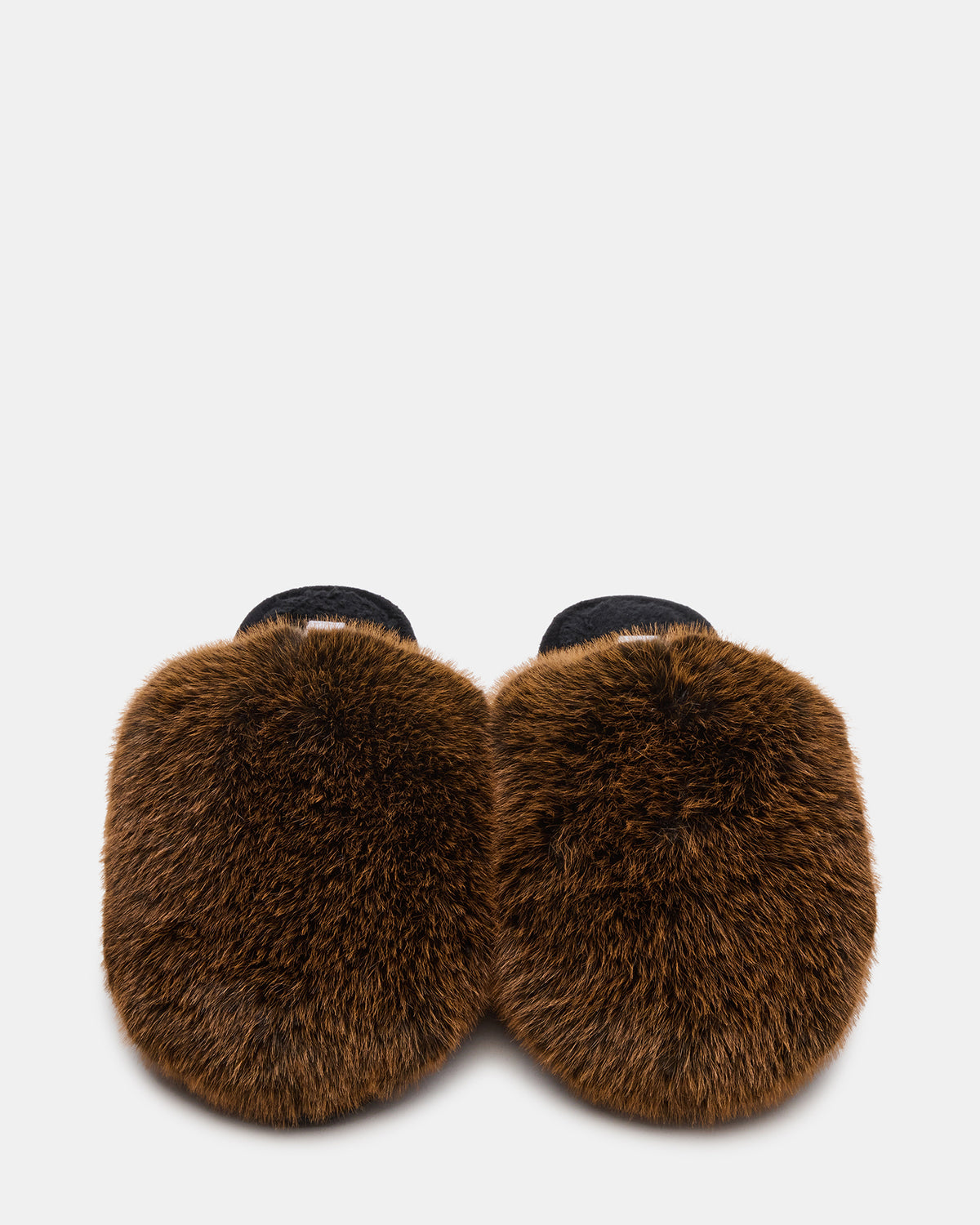 POOF Brown Slip-On Faux Fur Mule Women's Flat | Steve Madden Great Value