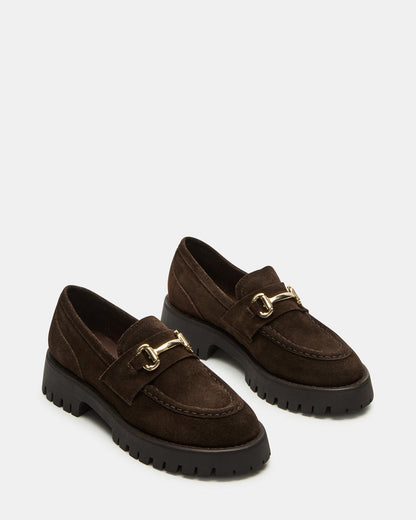 LANDO Brown Suede Lug Women's Loafer | Steve Madden Special Offer