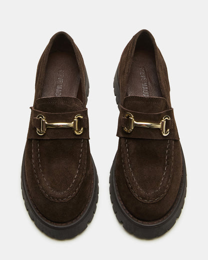 LANDO Brown Suede Lug Women's Loafer | Steve Madden Special Offer
