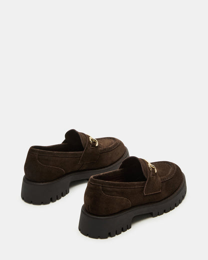 LANDO Brown Suede Lug Women's Loafer | Steve Madden Special Offer
