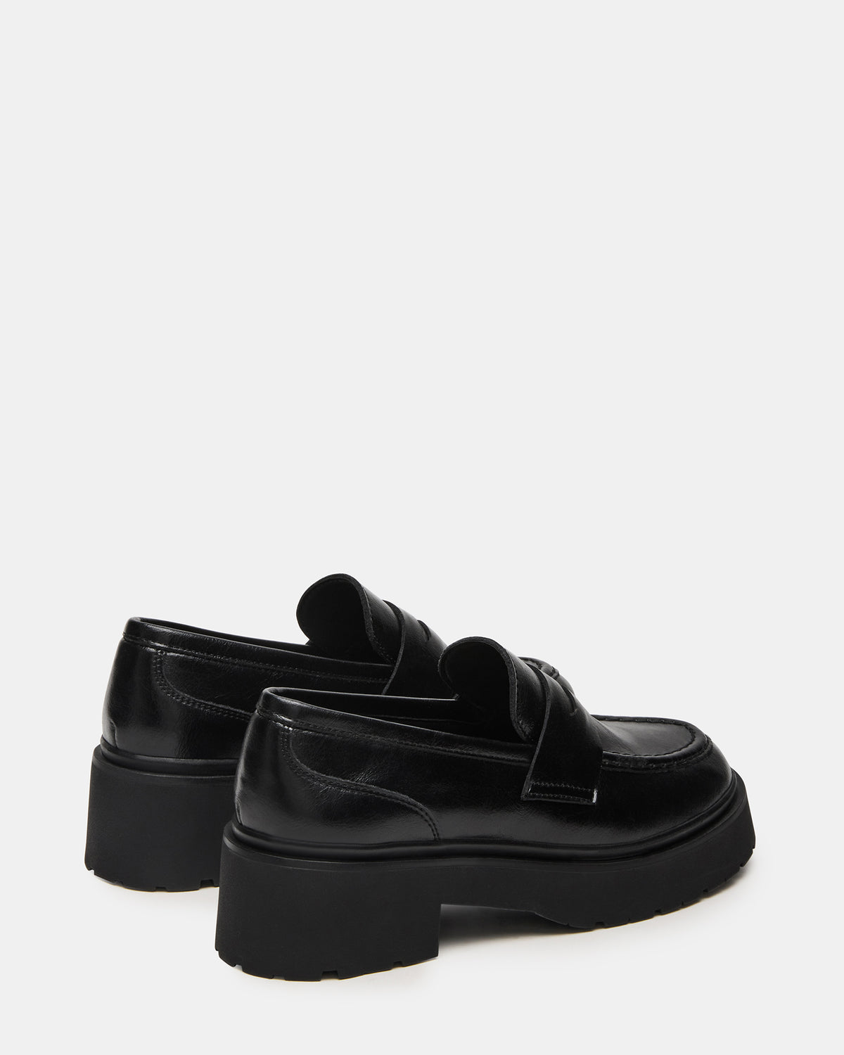 LAYKEN Black Leather Platform Lug Women's Loafer | Steve Madden Trending