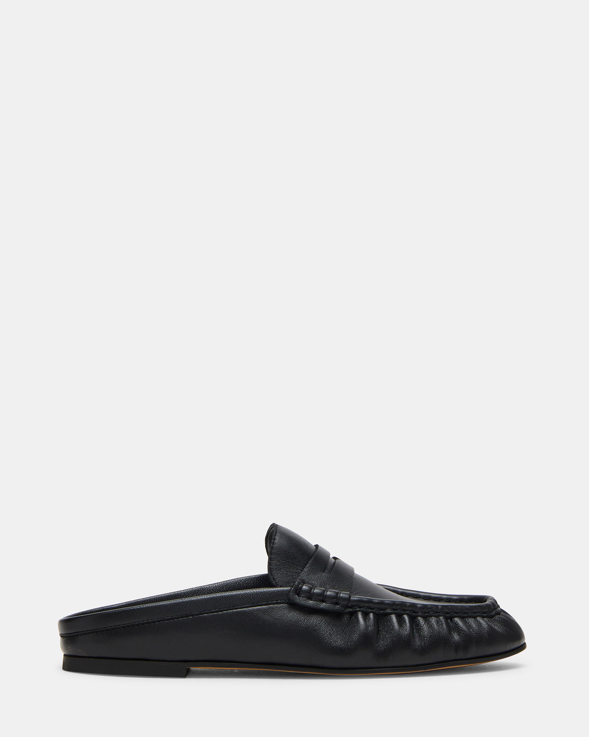 RAFE Black Leather Slip-On Mule Women's Flat | Steve Madden Essential