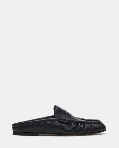 RAFE Black Leather Slip-On Mule Women's Flat | Steve Madden Essential