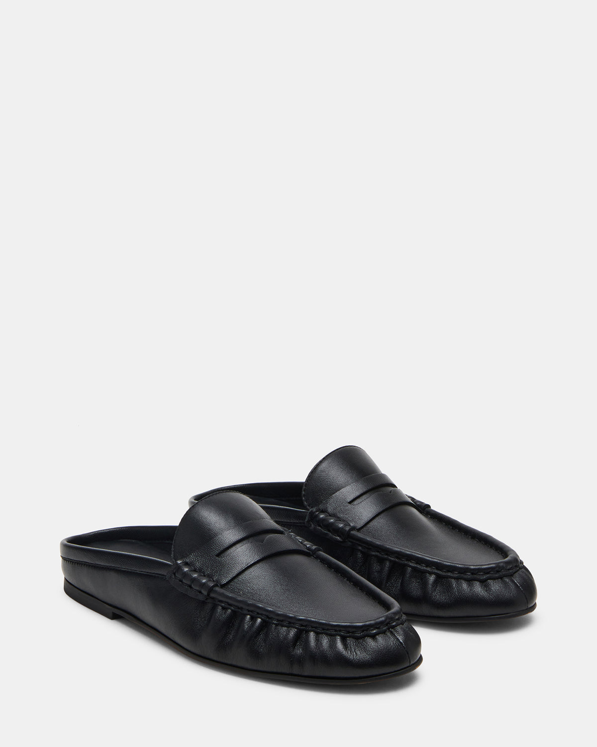 RAFE Black Leather Slip-On Mule Women's Flat | Steve Madden Essential