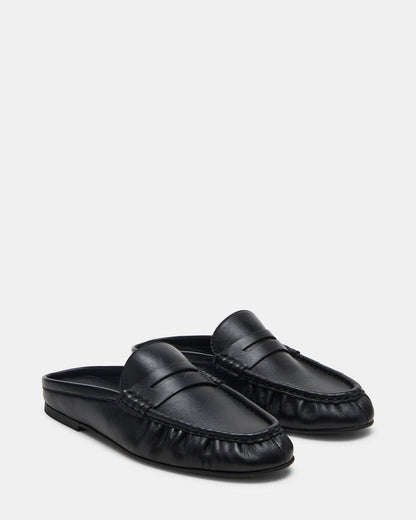 RAFE Black Leather Slip-On Mule Women's Flat | Steve Madden Essential