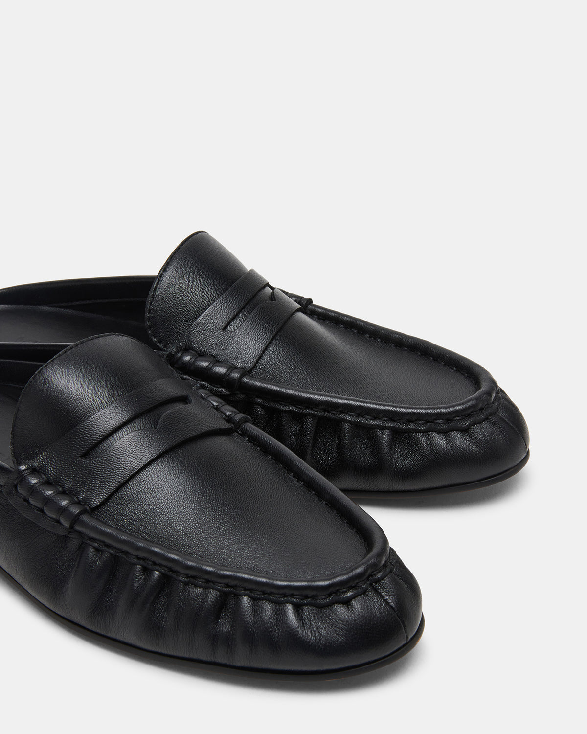 RAFE Black Leather Slip-On Mule Women's Flat | Steve Madden Essential