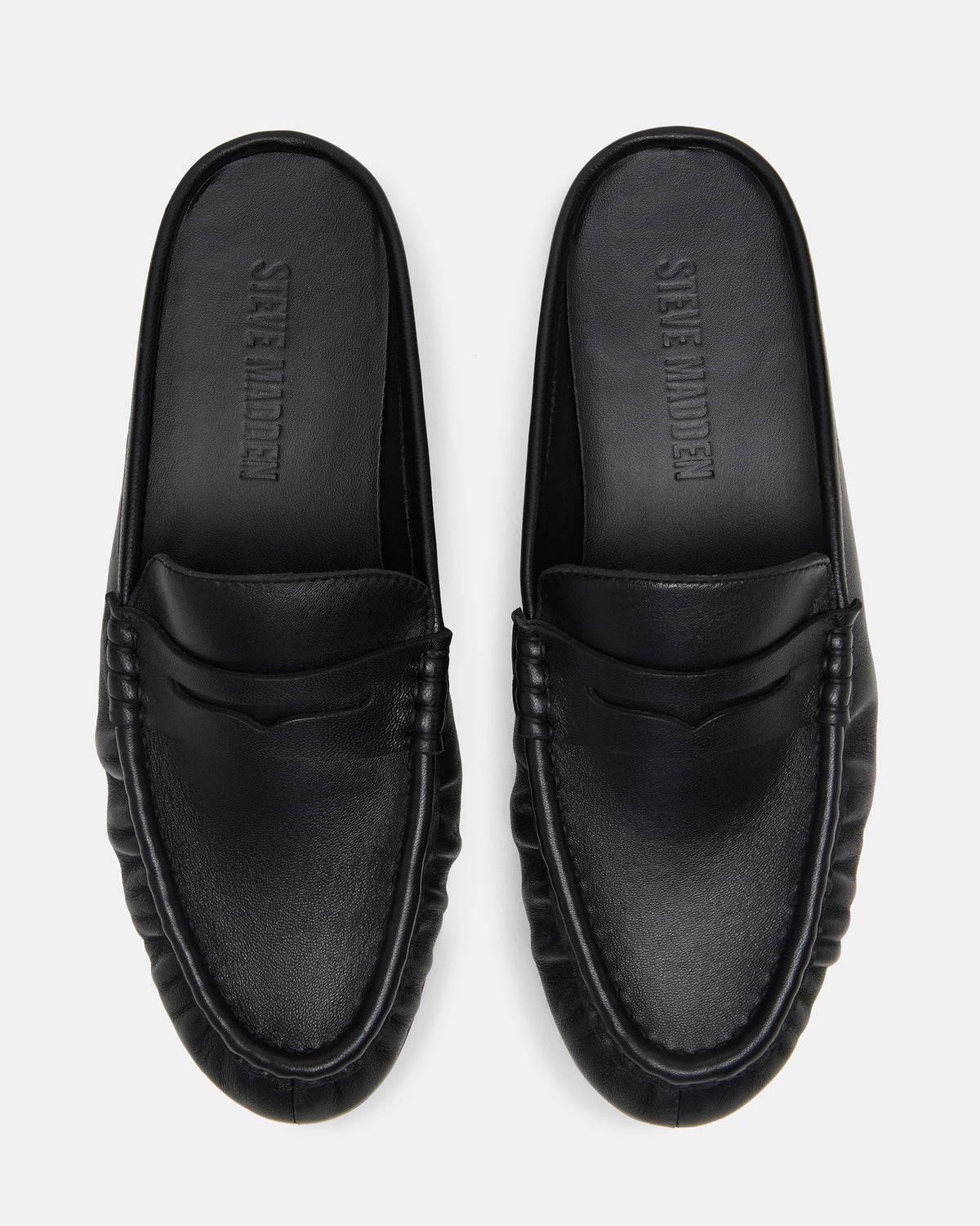 RAFE Black Leather Slip-On Mule Women's Flat | Steve Madden Essential