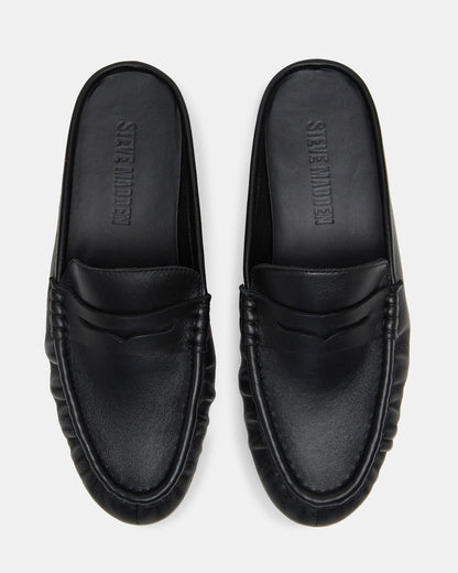 RAFE Black Leather Slip-On Mule Women's Flat | Steve Madden Essential