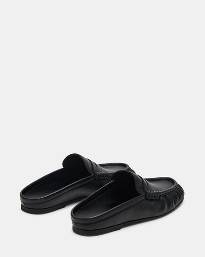RAFE Black Leather Slip-On Mule Women's Flat | Steve Madden Essential