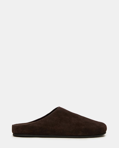 FERN Brown Suede Mule Slip-On Round-Toe Women's Flat | Steve Madden Classic