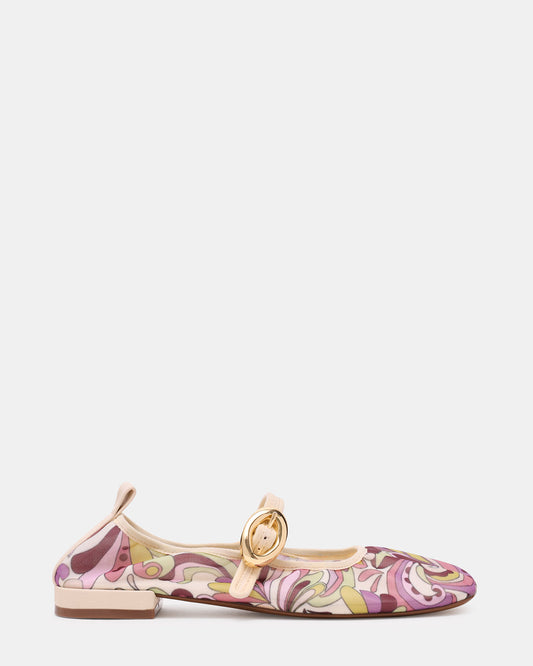 DAFFIA Purple Multi Mary Jane Gold-Detail Buckle Ballet Women's Flat | Steve Madden Featured