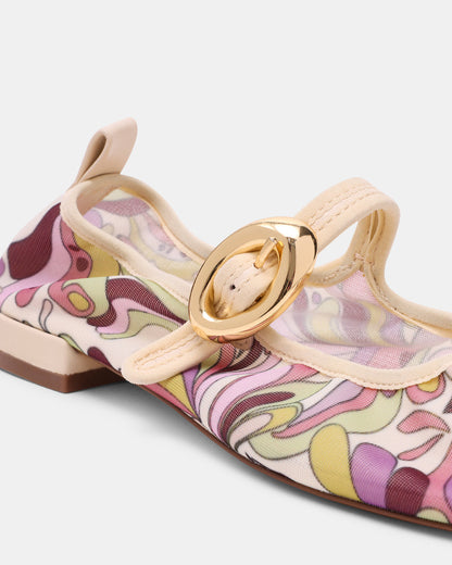 DAFFIA Purple Multi Mary Jane Gold-Detail Buckle Ballet Women's Flat | Steve Madden Featured