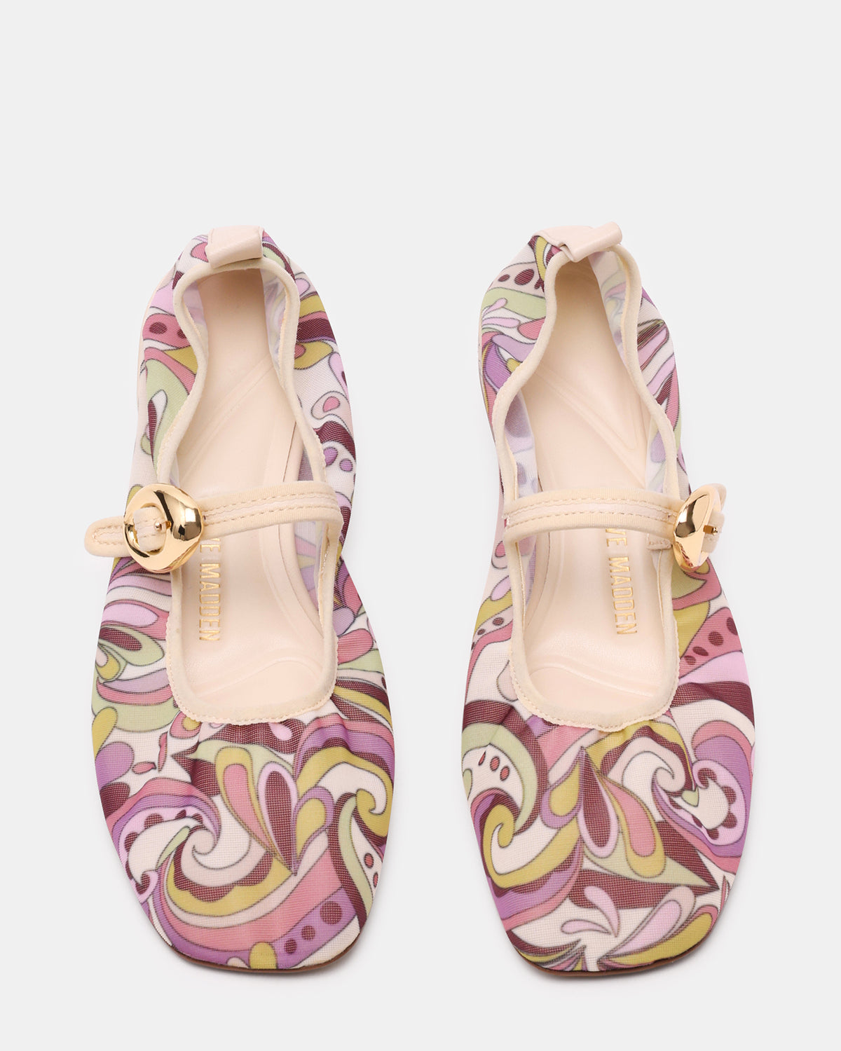 DAFFIA Purple Multi Mary Jane Gold-Detail Buckle Ballet Women's Flat | Steve Madden Featured