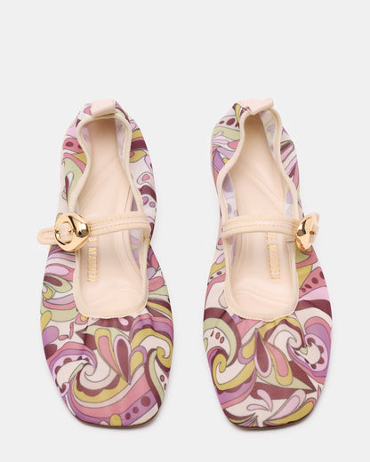 DAFFIA Purple Multi Mary Jane Gold-Detail Buckle Ballet Women's Flat | Steve Madden Featured