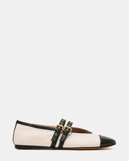 LYDIA Cap Bone Black Mary Jane Ballet Women's Flat | Steve Madden Featured