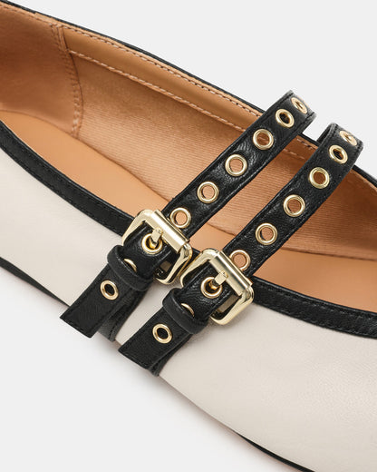 LYDIA Cap Bone Black Mary Jane Ballet Women's Flat | Steve Madden Featured