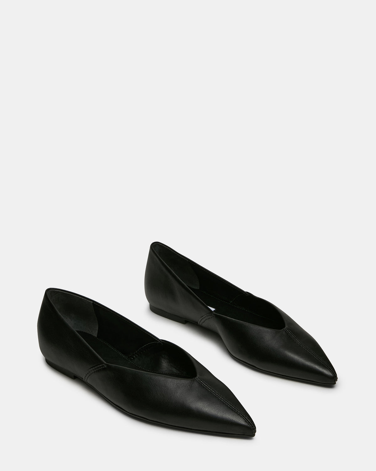 TOVI Black Leather Pointed-Toe Ballet Women's Flat | Steve Madden Classic