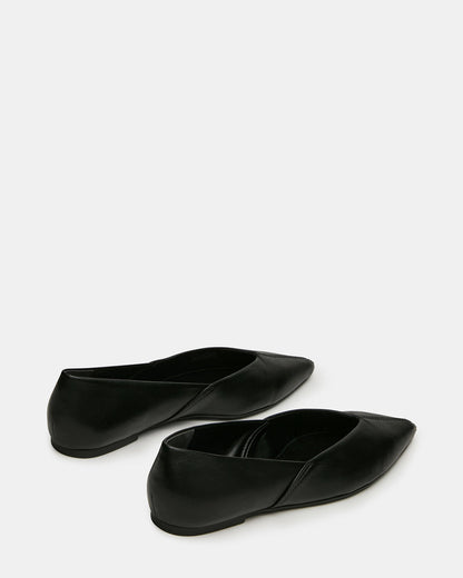 TOVI Black Leather Pointed-Toe Ballet Women's Flat | Steve Madden Classic