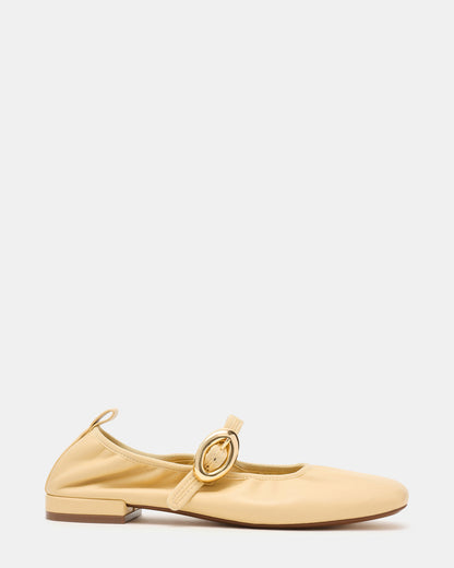 DAFFIA Butter Leather Mary Jane Gold-Detail Buckle Ballet Women's Flat | Steve Madden Trending