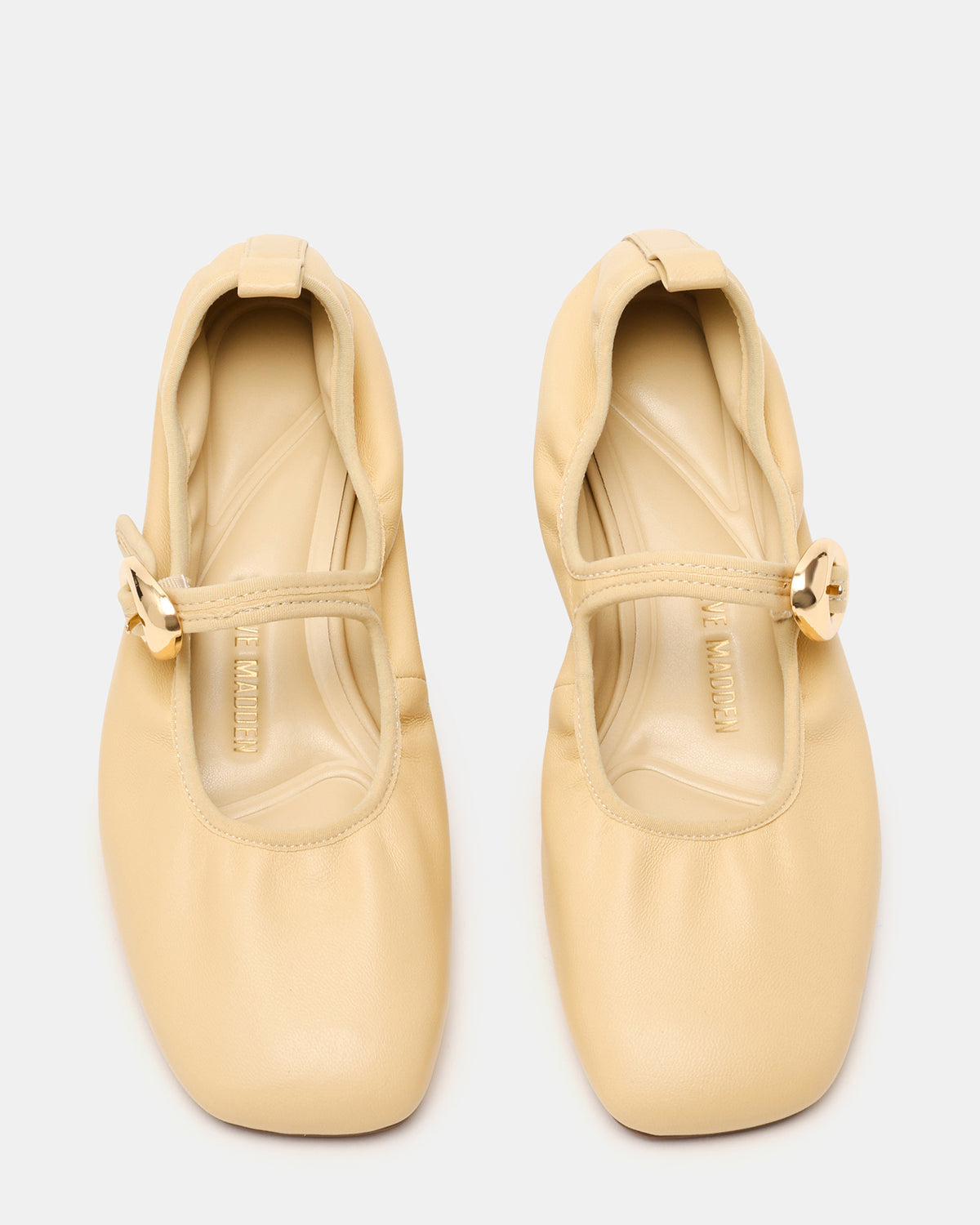 DAFFIA Butter Leather Mary Jane Gold-Detail Buckle Ballet Women's Flat | Steve Madden Trending