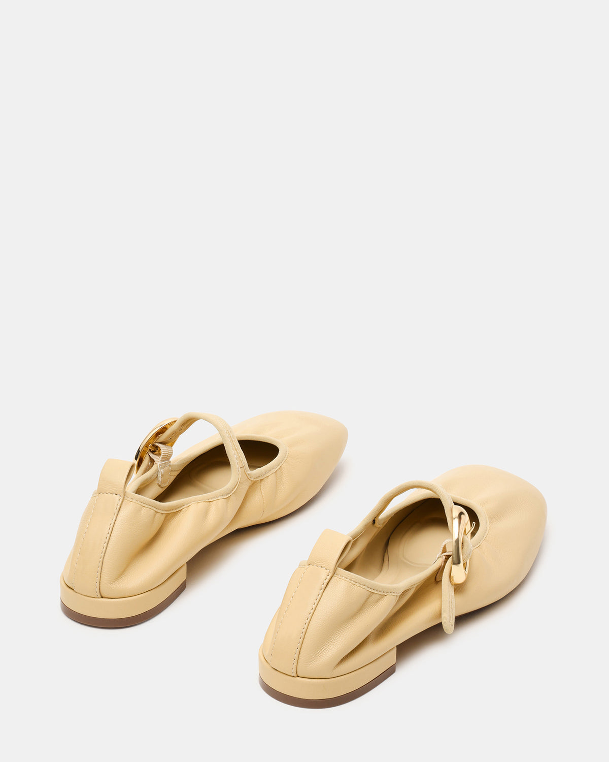 DAFFIA Butter Leather Mary Jane Gold-Detail Buckle Ballet Women's Flat | Steve Madden Trending
