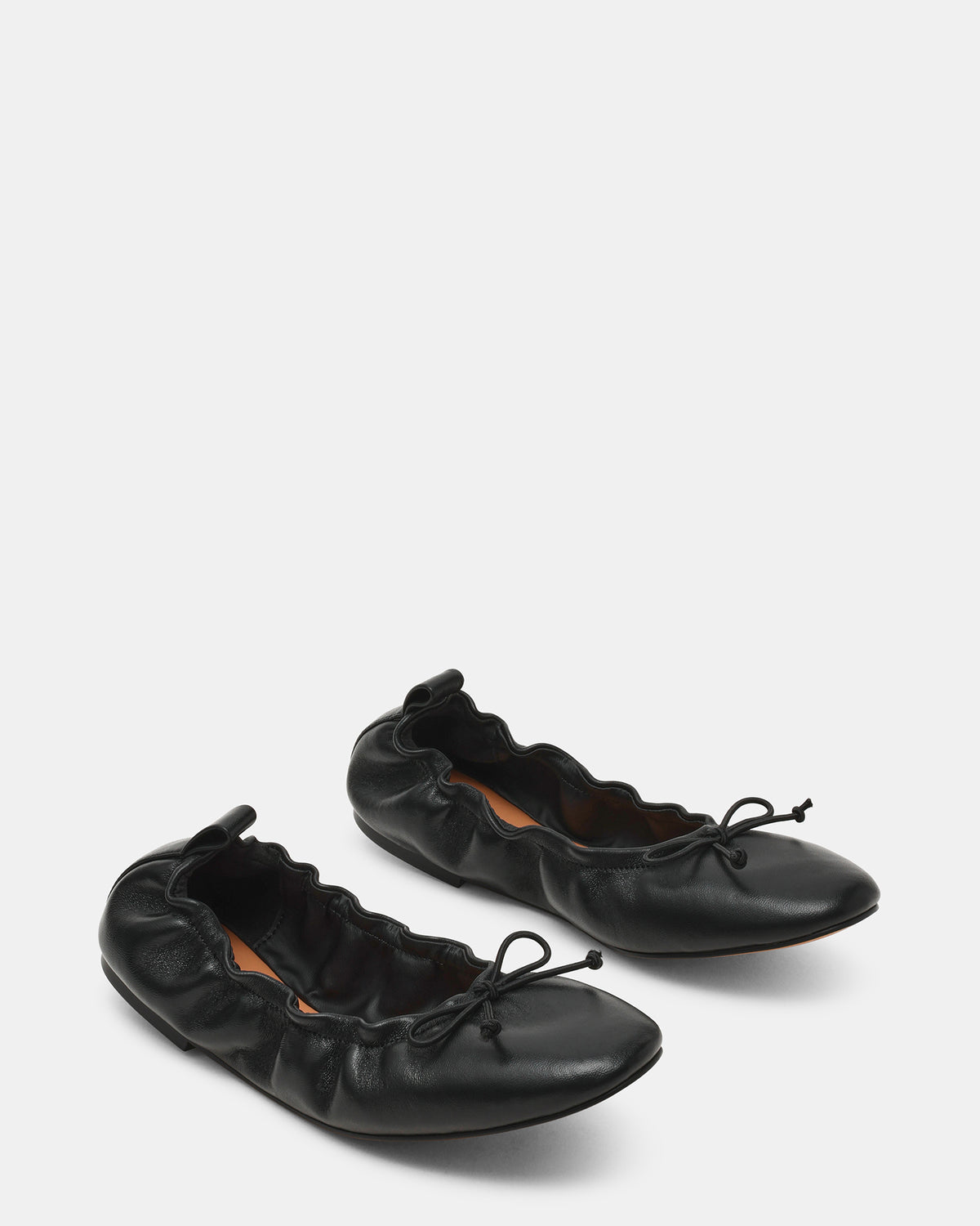 LANTI Black Leather Bow Round-Toe Women's Flat | Steve Madden New