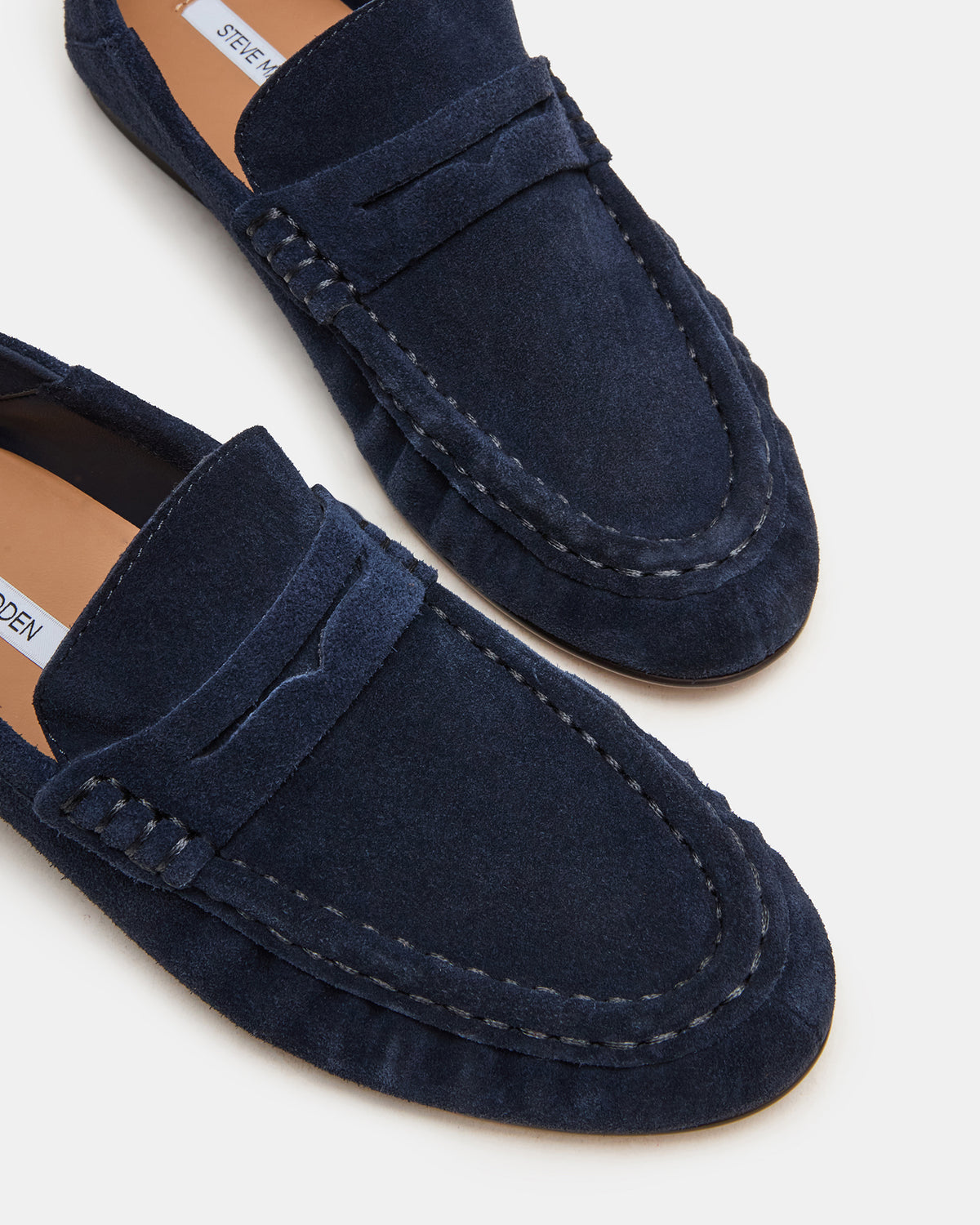 ROGER Navy Suede Slip-On Women's Loafer | Steve Madden Latest