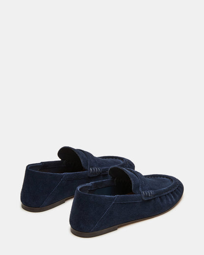 ROGER Navy Suede Slip-On Women's Loafer | Steve Madden Latest