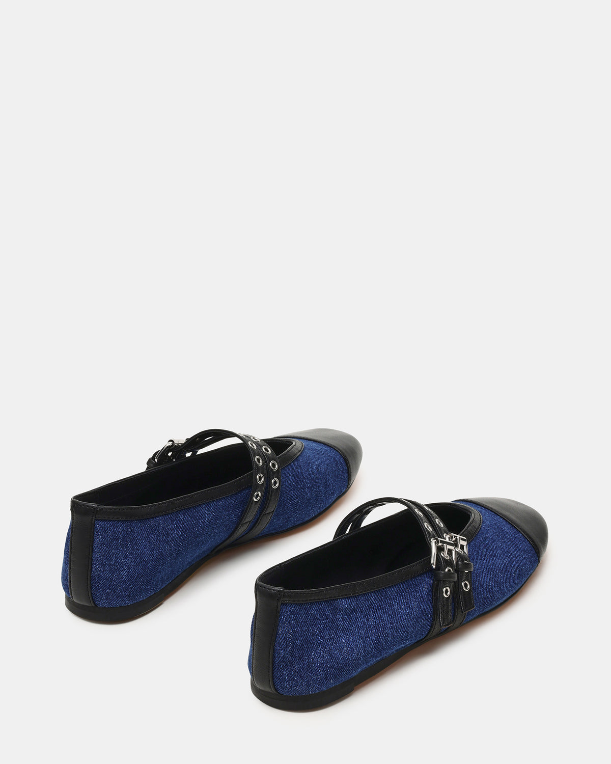 LYDIA Cap Black Denim Mary Jane Ballet Women's Flat | Steve Madden Discount