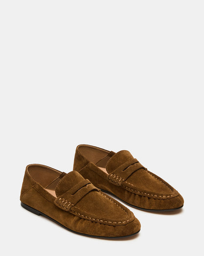 ROGER Taupe Suede Slip-On Women's Loafer | Steve Madden Quality