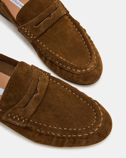 ROGER Taupe Suede Slip-On Women's Loafer | Steve Madden Quality