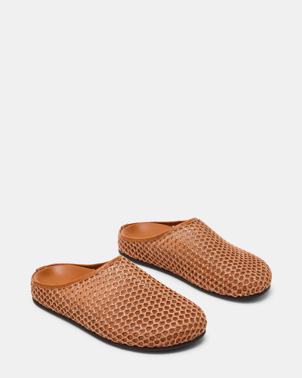 FERN Tan Raffia Mesh Mule Slip-On Round-Toe Women's Flat | Steve Madden Signature