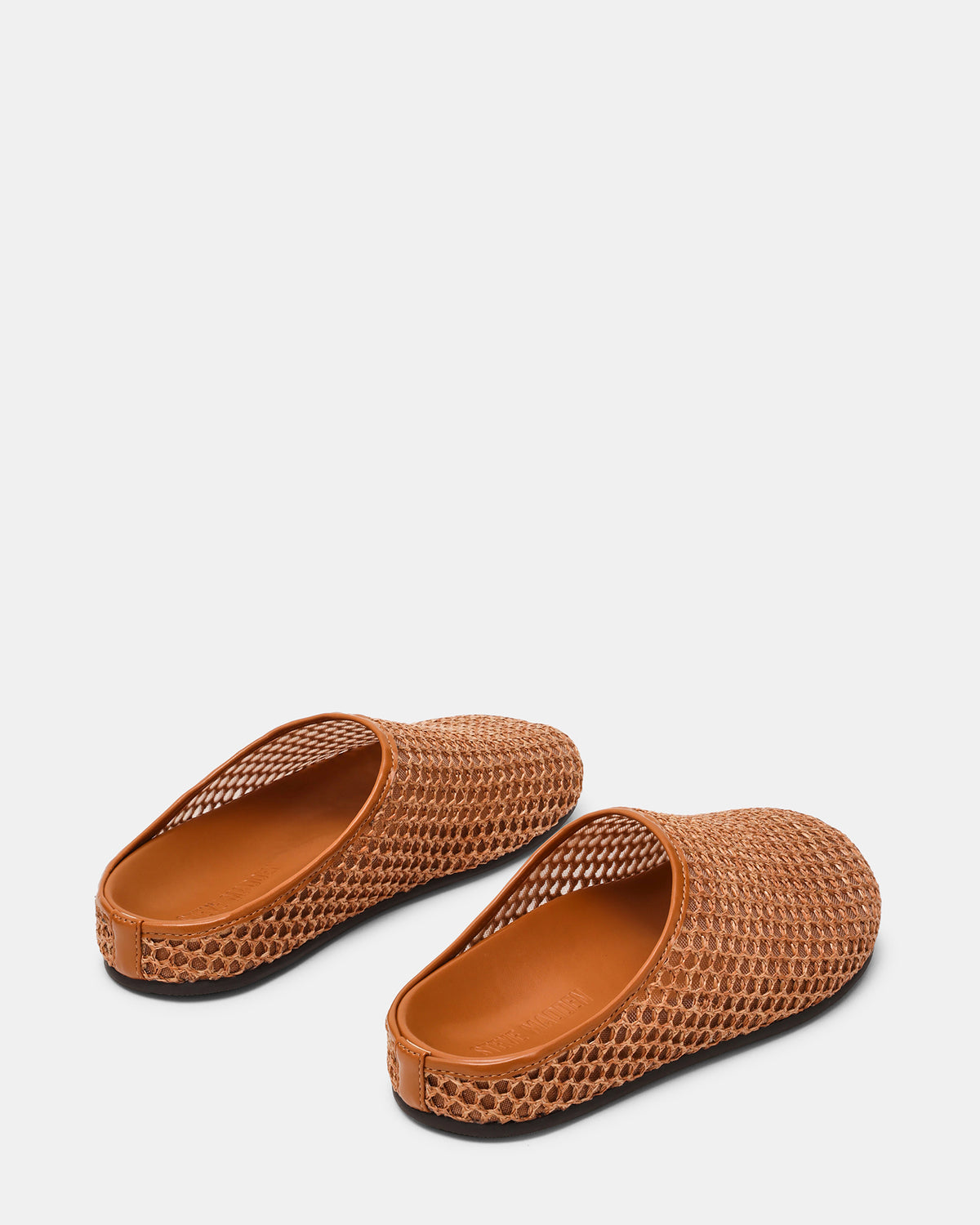 FERN Tan Raffia Mesh Mule Slip-On Round-Toe Women's Flat | Steve Madden Signature
