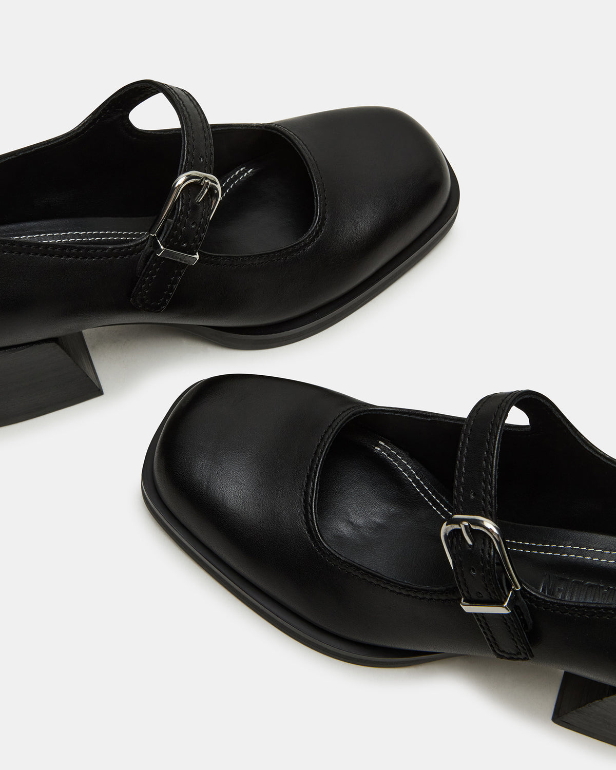 LISBON Black Leather Square-Toe Mary Jane Women's Loafer | Steve Madden Trending