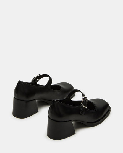 LISBON Black Leather Square-Toe Mary Jane Women's Loafer | Steve Madden Trending