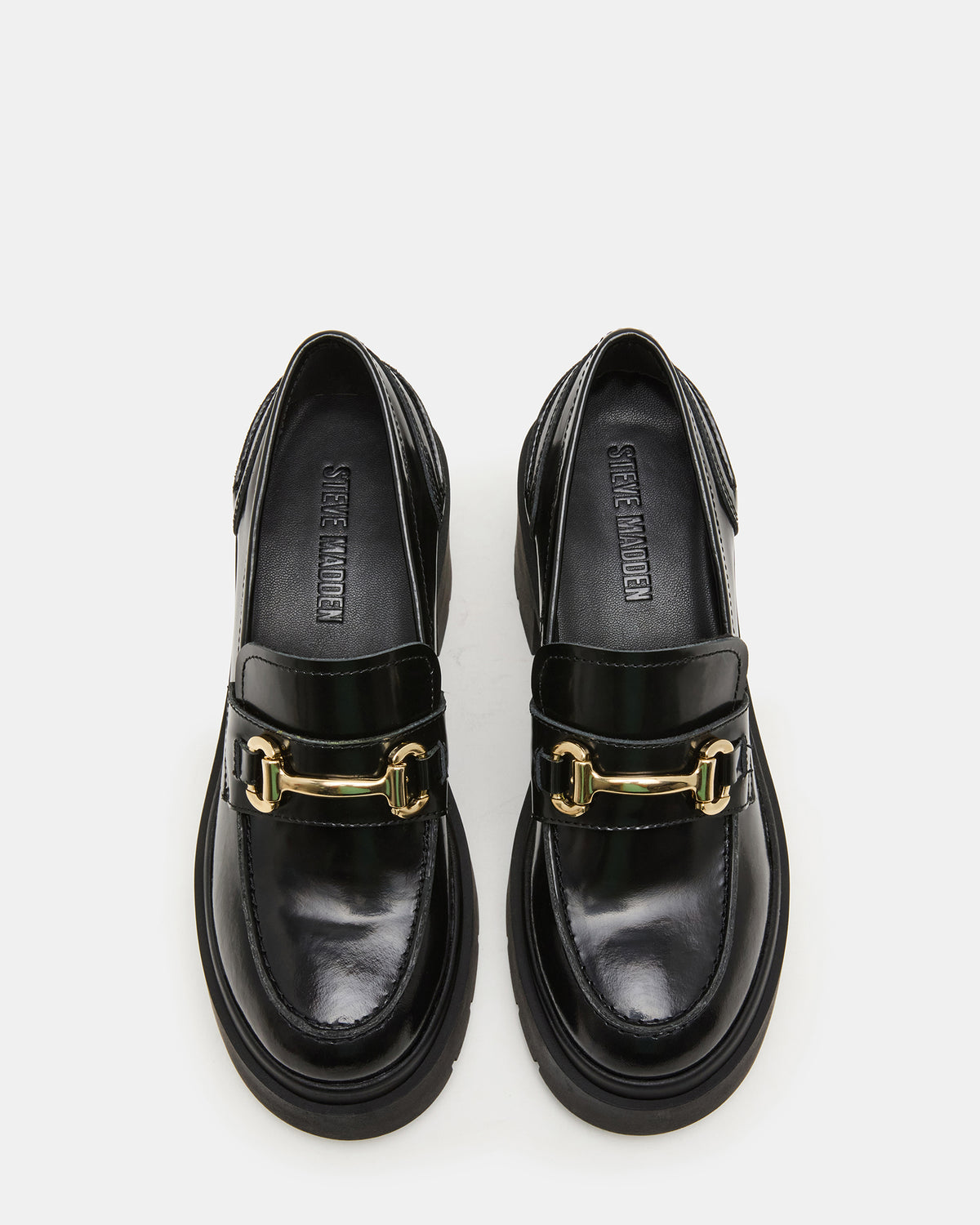 LAZRA Black Platform Lug Block Heel Women's Loafer | Steve Madden Popular