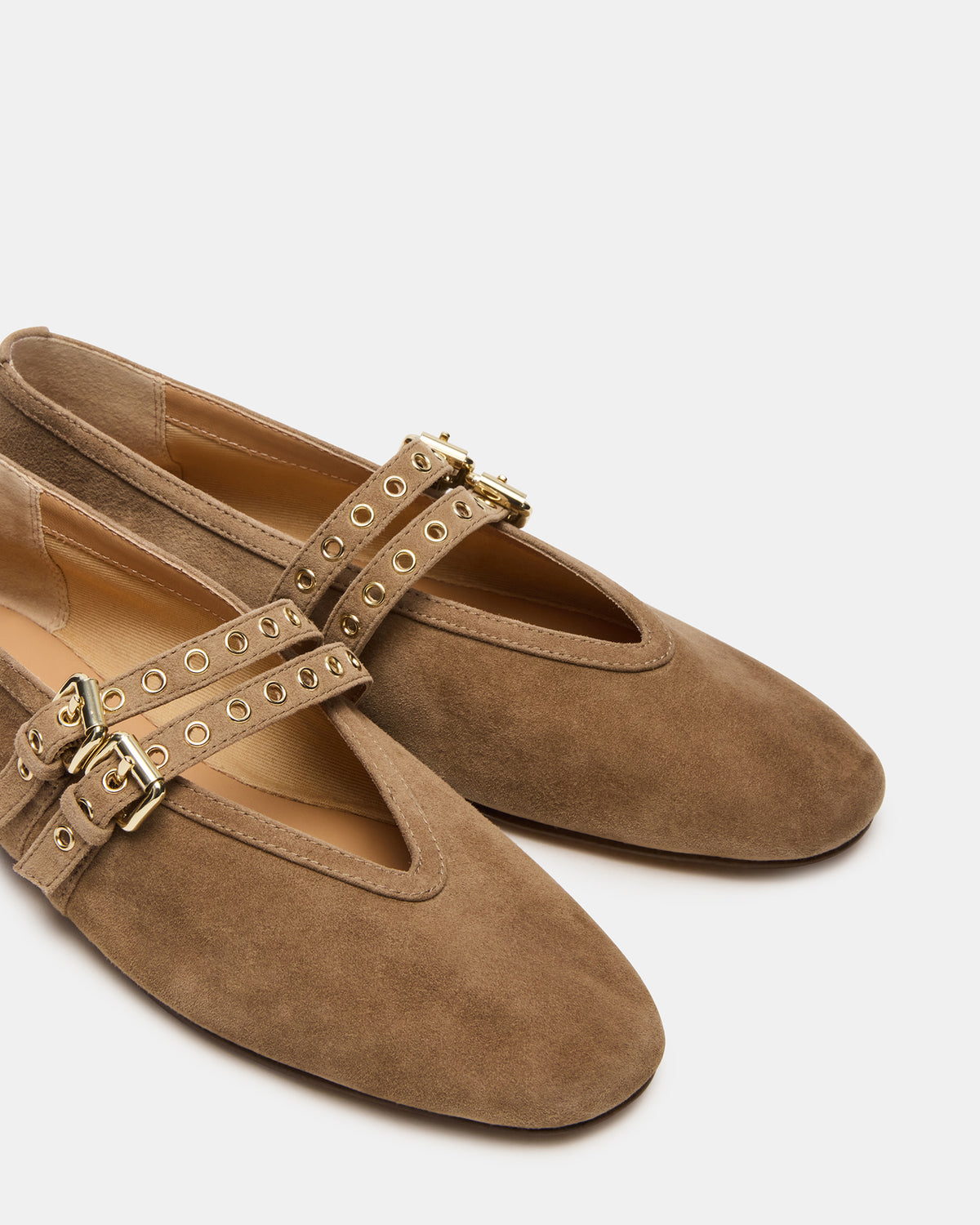 LYDIA Taupe Suede Square-Toe Mary Jane Ballet Women's Flat | Steve Madden Popular
